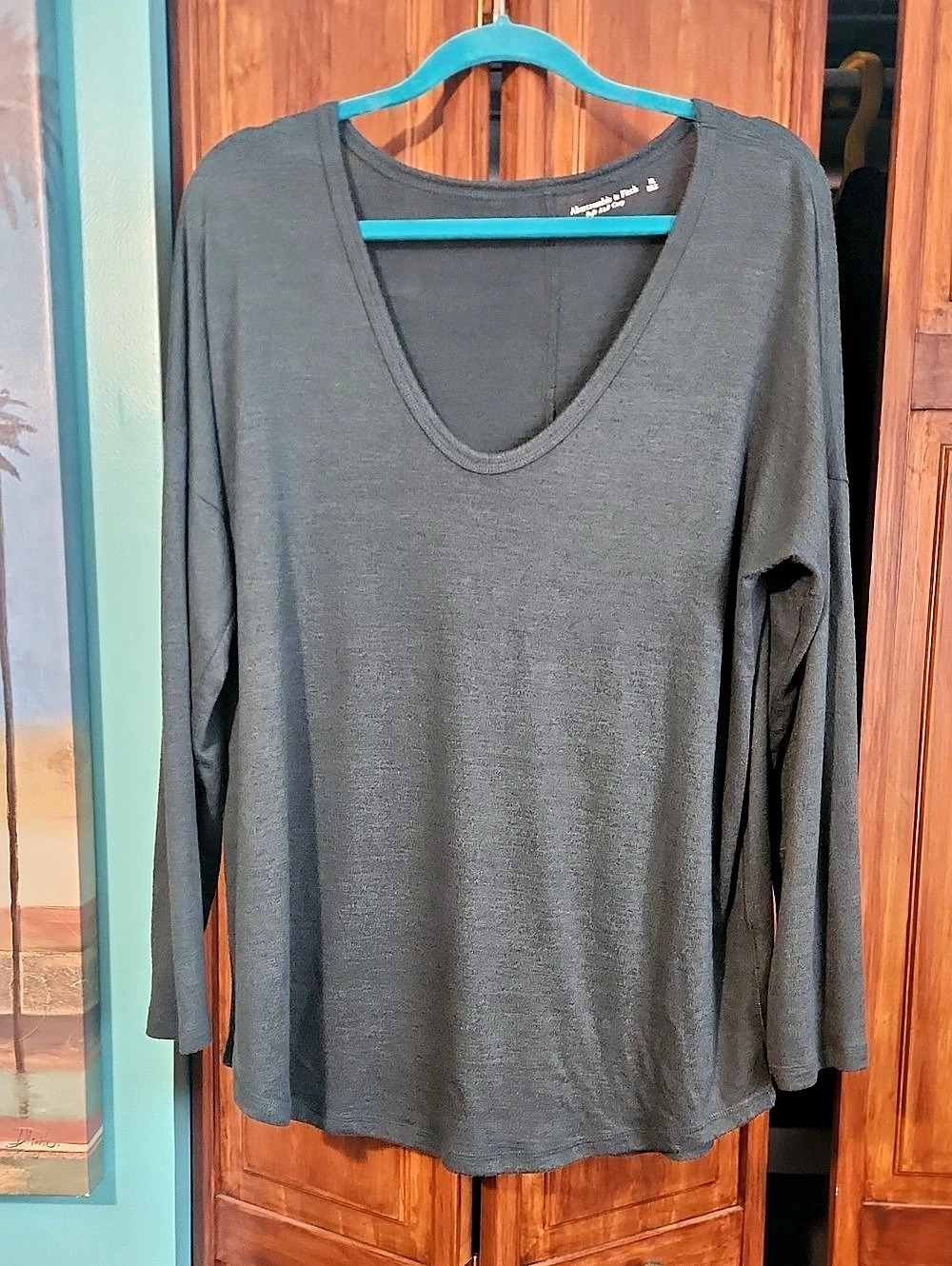 Abercrombie & Fitch Soft A&F Cozy Long Sleeve Top Dark Green XL Like New